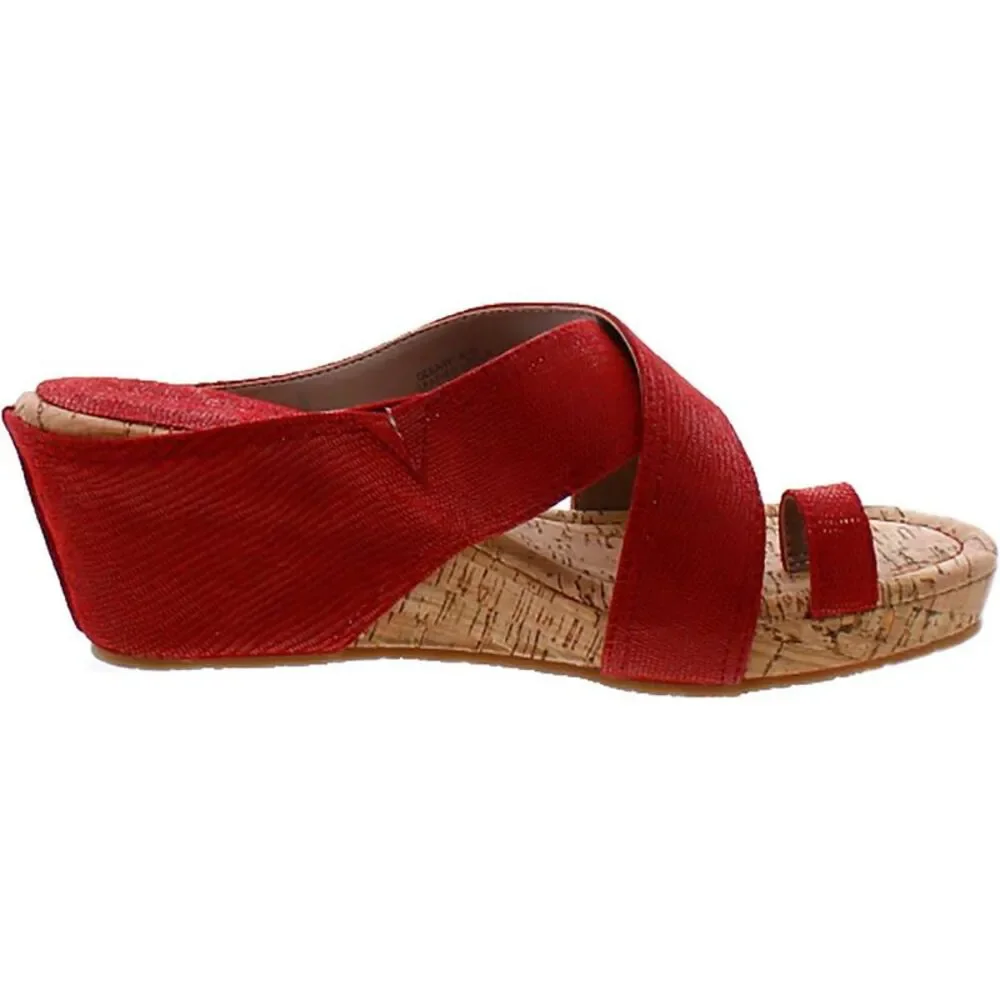 Donald J. Pliner Womens GEEA Red Leather Slip On Wedge Sandals Shoes NWT_3